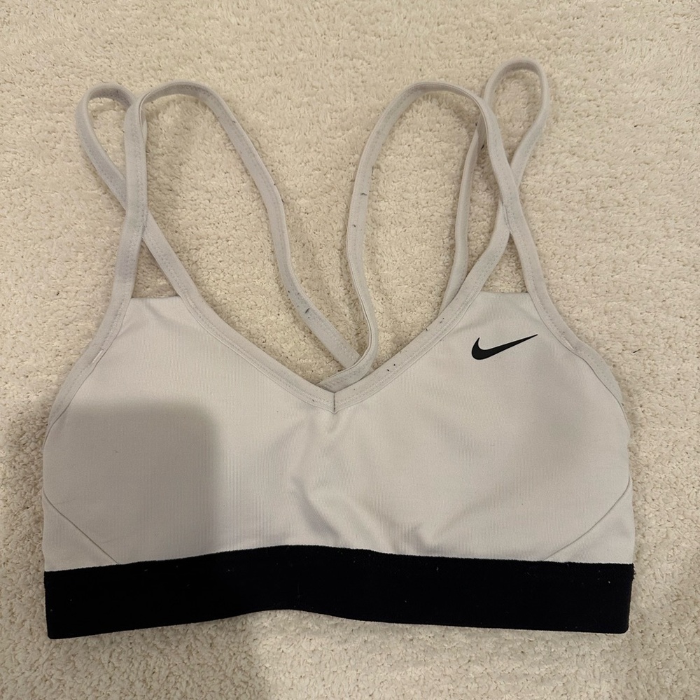 White Nike sports bra